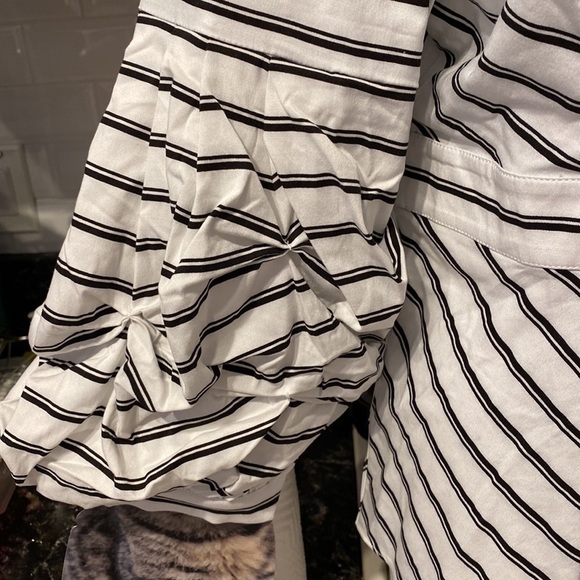 l women Du Jour striped stretch 3/4 fancy sleeve top size 16.  EUC - Picture 2 of 4